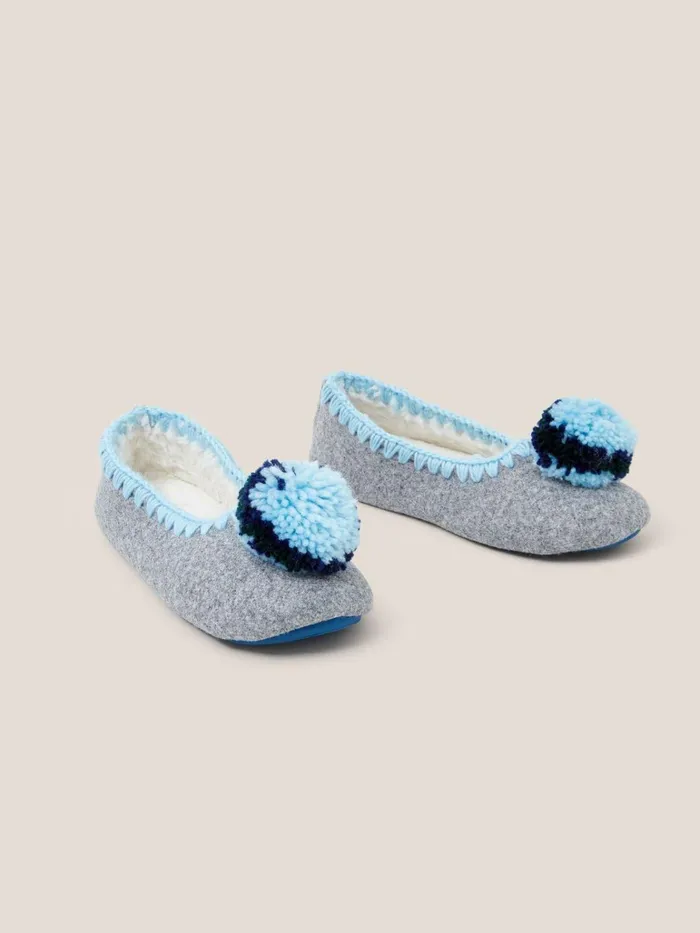 Women White Stuff Pyjamas And Nightwear Pom Felt Ballet Slipper Mid Grey Women White Stuff Pyjamas And Nightwear Pom Felt Ballet Slipper Mid Grey