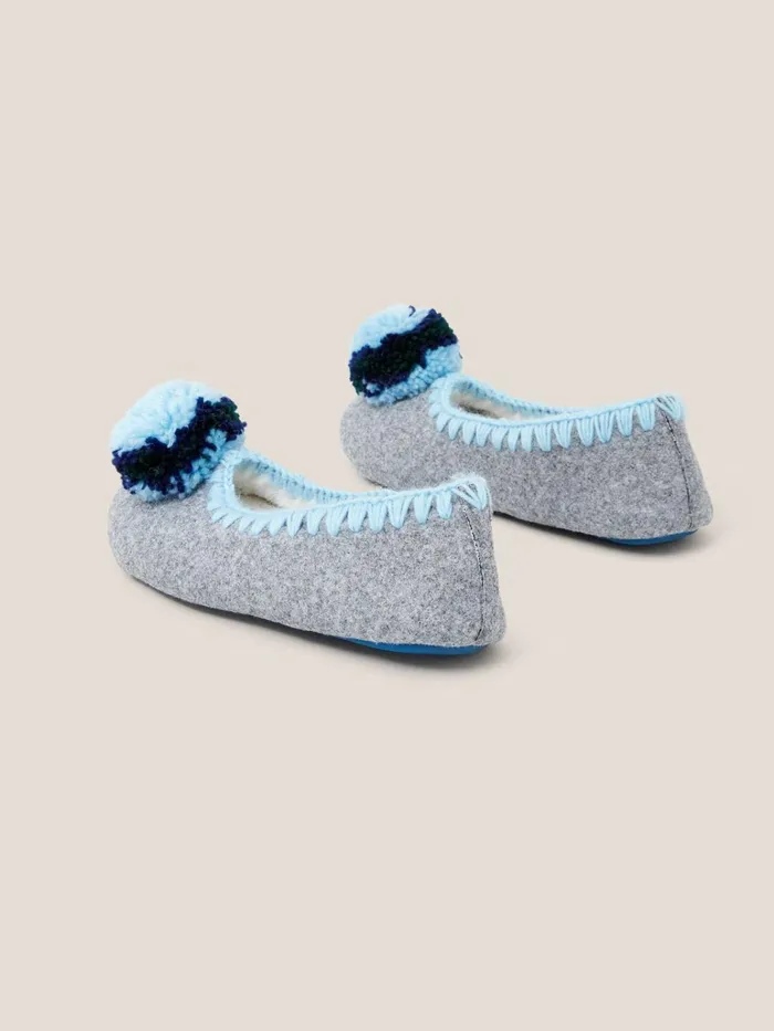 Women White Stuff Pyjamas And Nightwear Pom Felt Ballet Slipper Mid Grey Women White Stuff Pyjamas And Nightwear Pom Felt Ballet Slipper Mid Grey