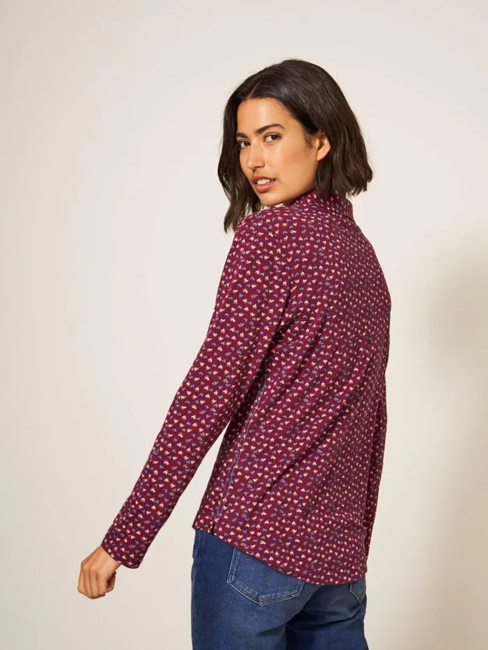 Women White Stuff Tops And Tshirts Annie Cotton Jersey Shirt Plum Purple Print Women White Stuff Tops And Tshirts Annie Cotton Jersey Shirt Plum Purple Print