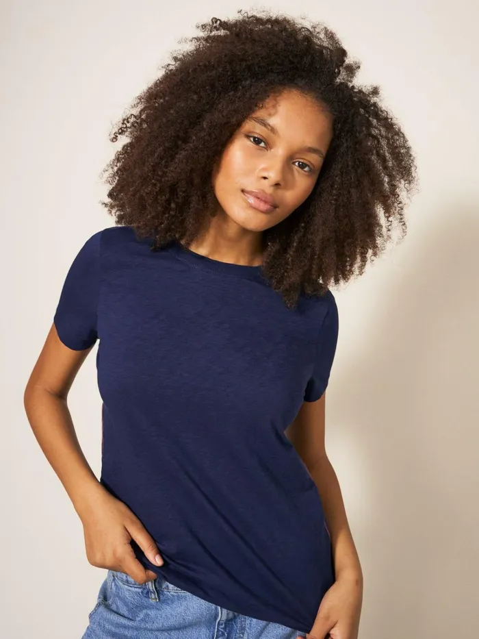 Women White Stuff Tops And Tshirts CASSIE SHORT SLEEVE TEE Dark Navy