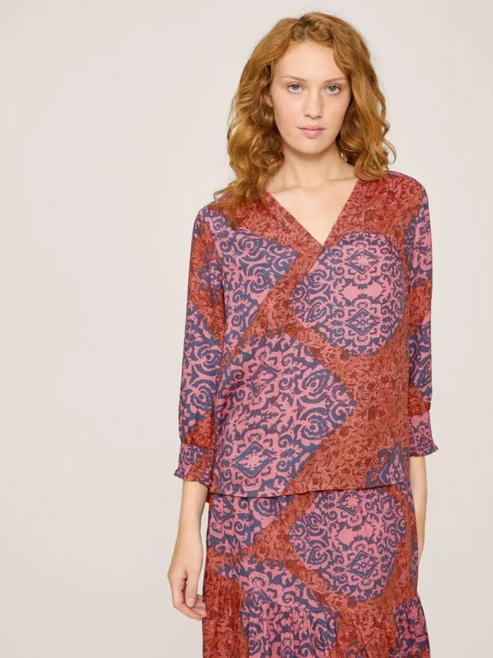 Women White Stuff Tops And Tshirts Elisa Eco Vero Top Red Multi Women White Stuff Tops And Tshirts Elisa Eco Vero Top Red Multi