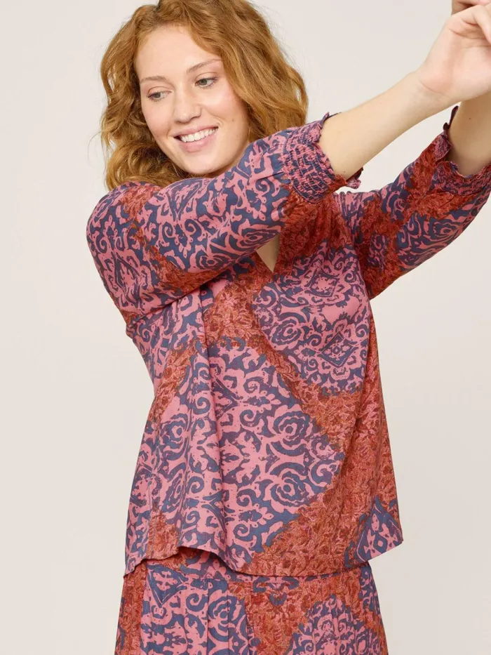 Women White Stuff Tops And Tshirts Elisa Eco Vero Top Red Multi Women White Stuff Tops And Tshirts Elisa Eco Vero Top Red Multi