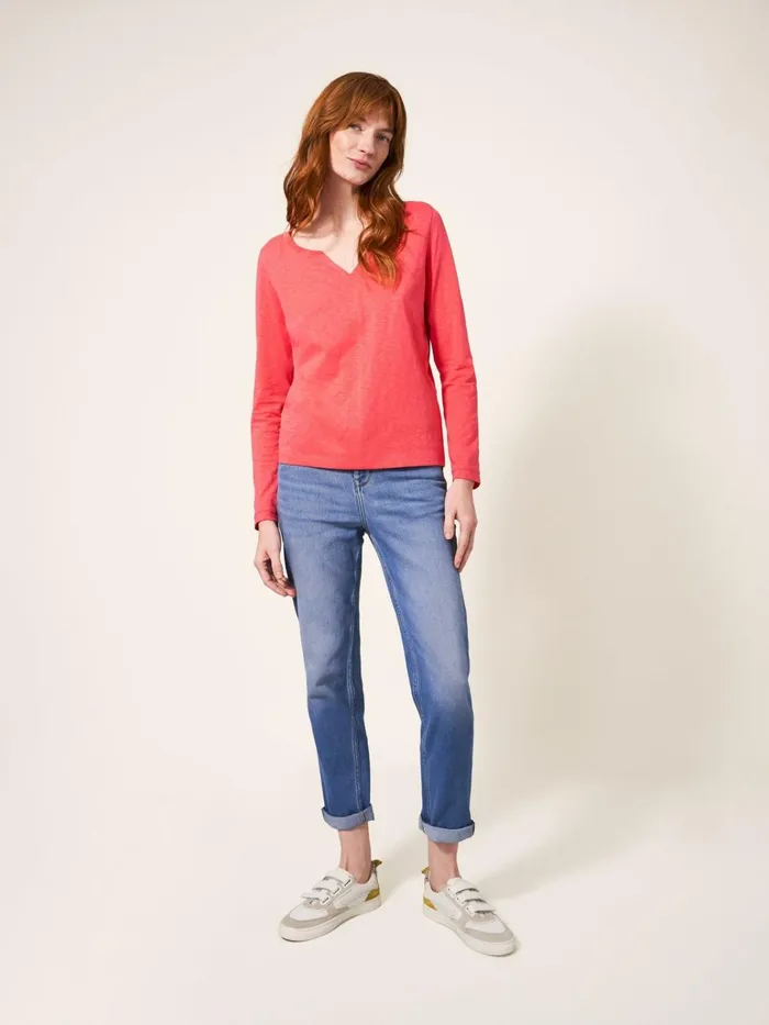 Women White Stuff Tops And Tshirts Nelly Long Sleeve TShirt Bright Pink