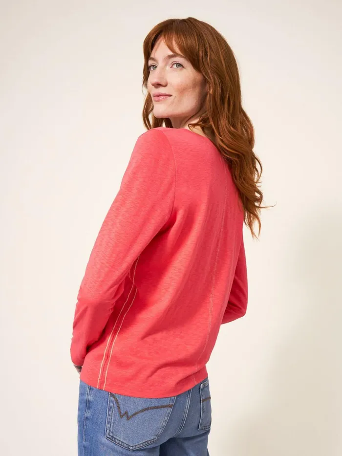 Women White Stuff Tops And Tshirts Nelly Long Sleeve TShirt Bright Pink