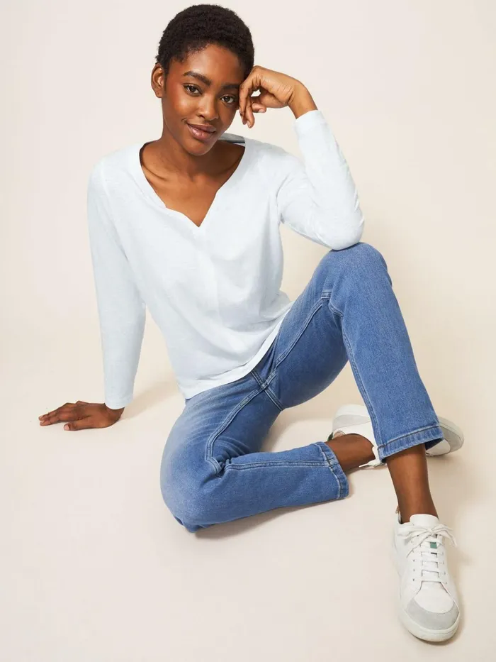 Women White Stuff Tops And Tshirts Nelly LS Tee Brilliant White