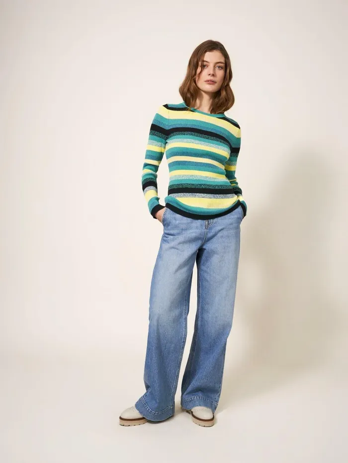 Women White Stuff Tops And Tshirts RIBBED JUMPER Teal Multi Women White Stuff Tops And Tshirts RIBBED JUMPER Teal Multi