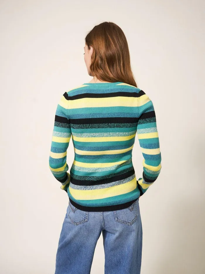 Women White Stuff Tops And Tshirts RIBBED JUMPER Teal Multi Women White Stuff Tops And Tshirts RIBBED JUMPER Teal Multi