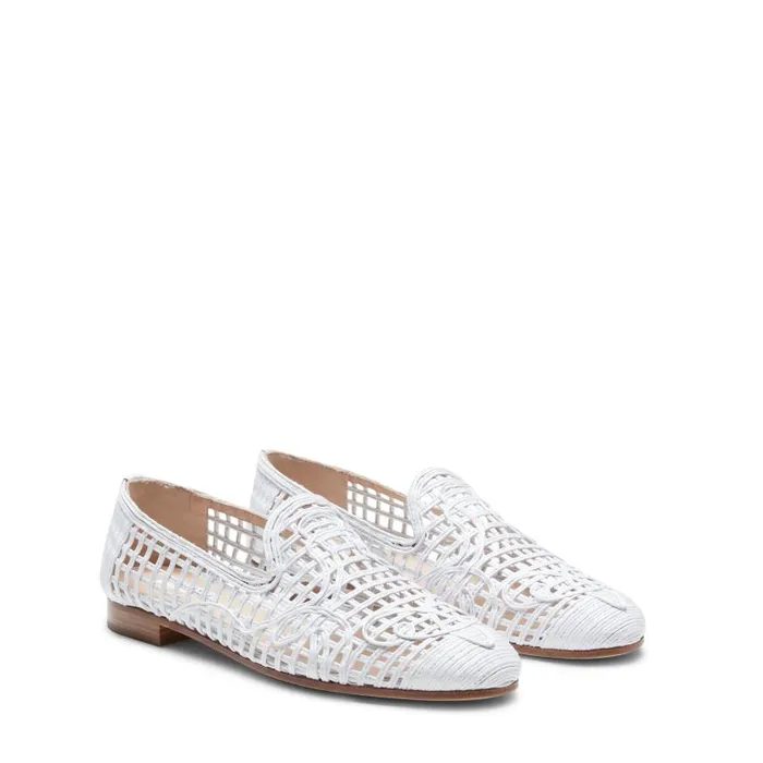 Women Woven Leather Slippers White Fratelli Rossetti Slip On