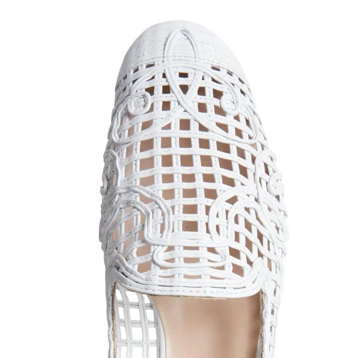 Women Woven Leather Slippers White Fratelli Rossetti Slip On
