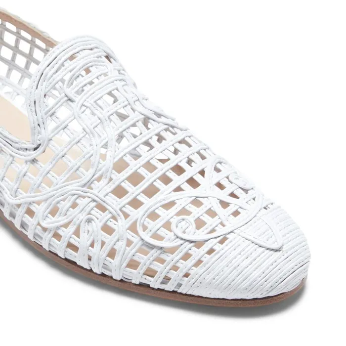Women Woven Leather Slippers White Fratelli Rossetti Slip On