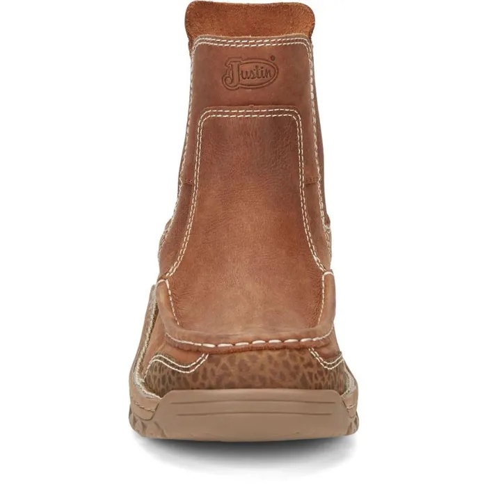 Work Men Justin Boots Channing 6034 PullOn Work Boot Barley Brown 040brown041