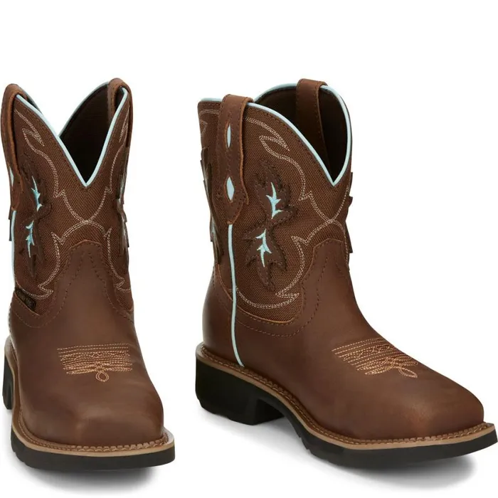 Work Women Justin Boots Chisel 8034 Nano Composite Toe Waterproof Work Boot Mocha 040brown041