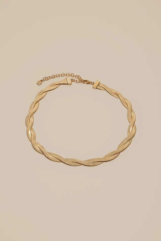 Woven Herringbone Necklace Gold Women Lucky Brand Jewelry