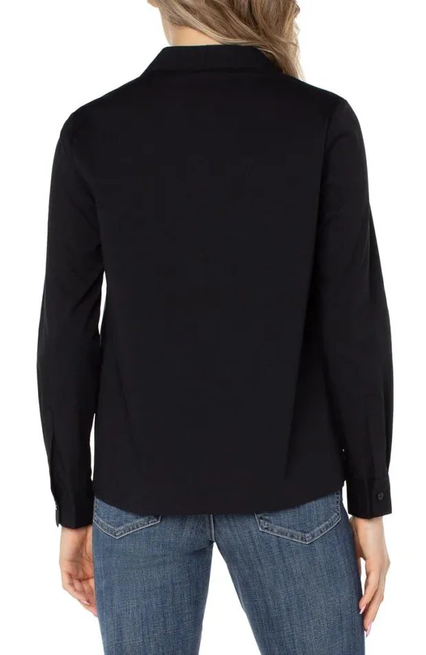 WOVEN TOPS Women Liverpool Los Angeles VNECK LONG SLEEVE WOVEN TOP Black